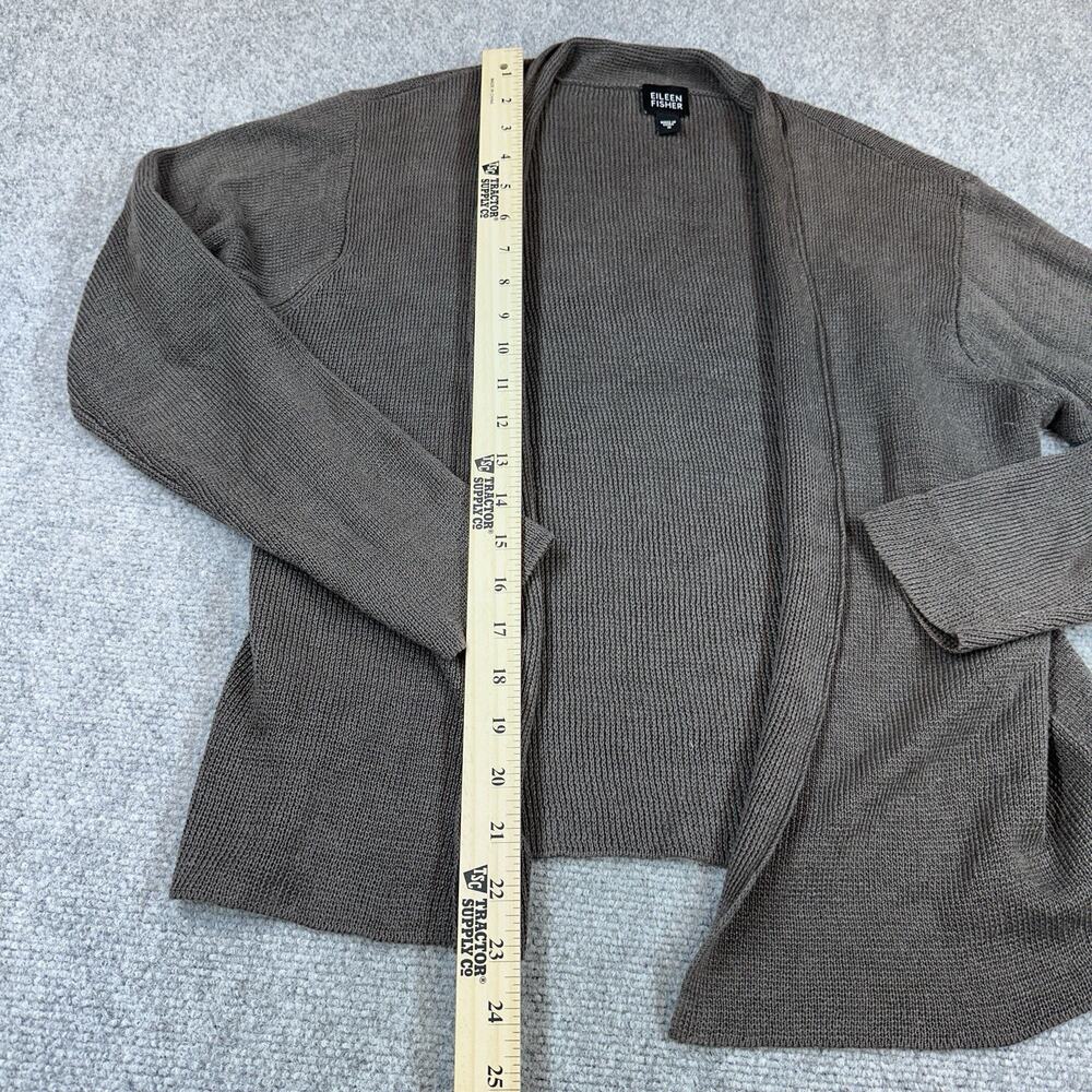 Eileen Fisher Organic Linen Cardigan Womens S Beige Taupe Open Knit Sweater - Picture 3 of 7